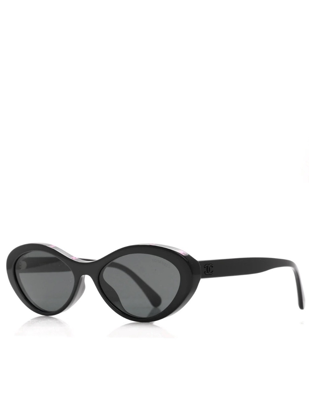 CHANEL 5416-A Black Pink Oval Sunglasses Authentic
